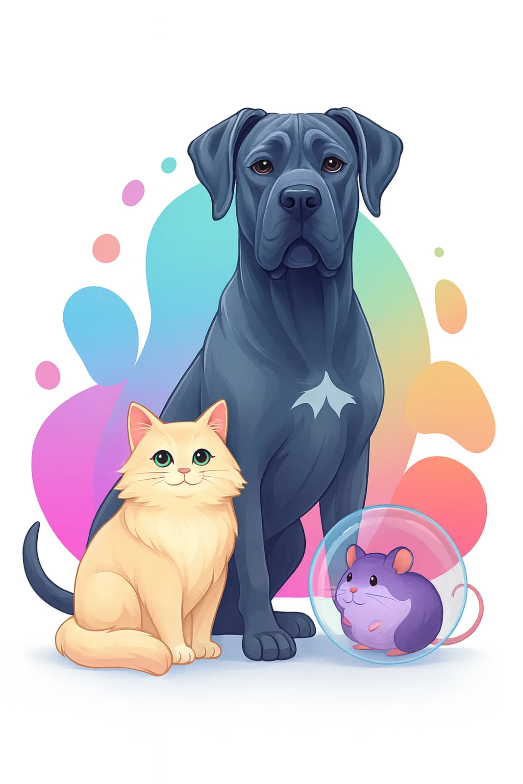 Fedpet’s illustrated dog, cat, and hamster companions