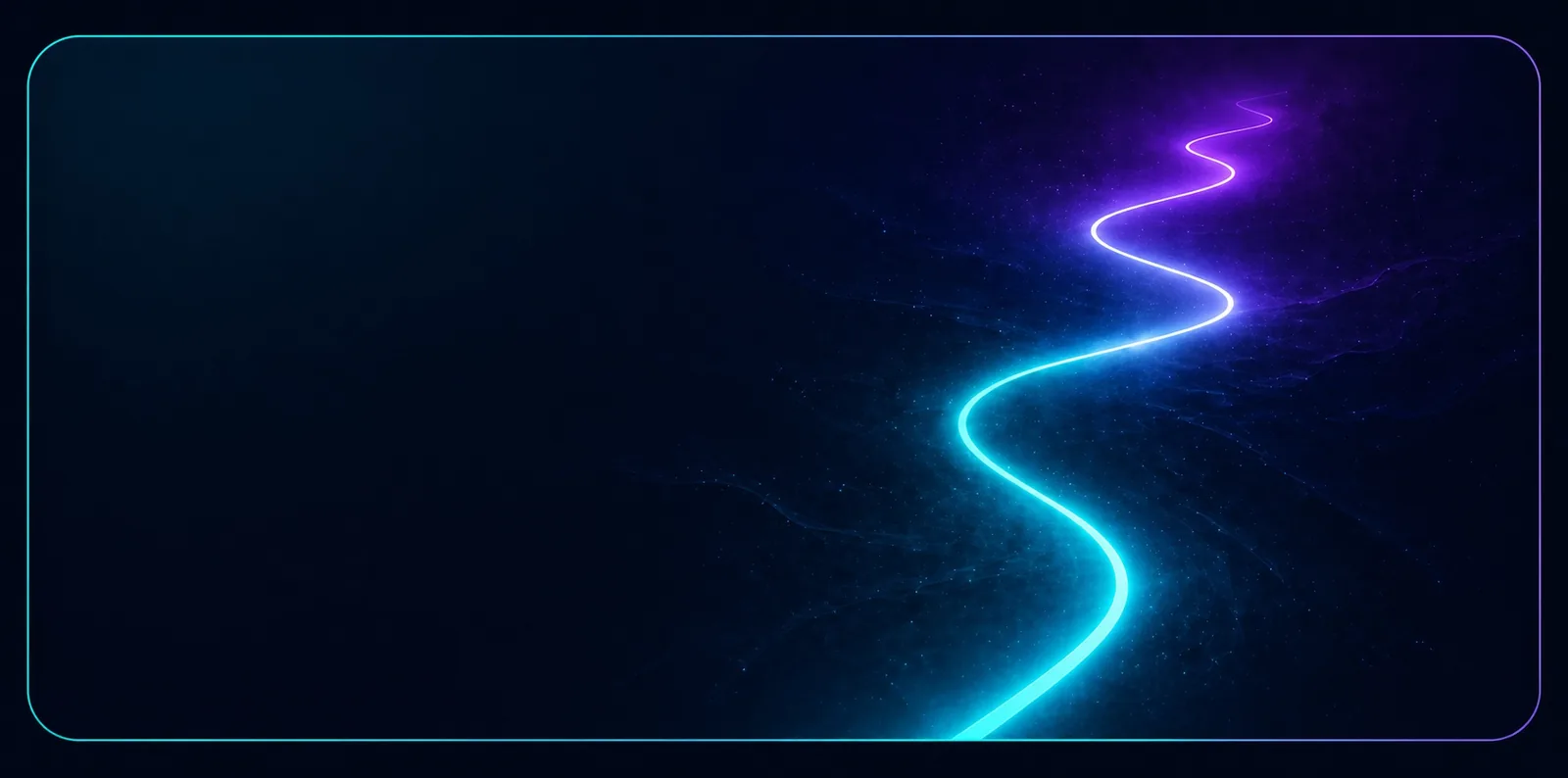 A luminous cyan and violet path winding into the distance